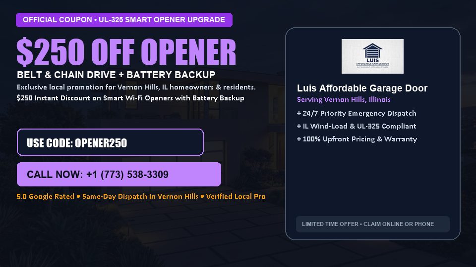 Luis Affordable Garage Door $250 OFF Premium LiftMaster Opener Installation in Vernon Hills, IL