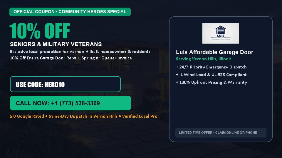 Luis Affordable Garage Door 10% OFF Seniors & Military Veterans